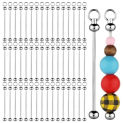 50Pcs Blank Beadable Keychain Bars,Metal DIY Bead Keychain Bar Charms Eady Detachable Key Chain Making Accessories