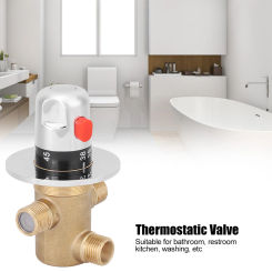 G1/2in 3 Way Brass Thermostatic Mixing Valve 0.1Mpa-0.5Mpa Faucet Temperature Mixer Control Valve Home Bathroom