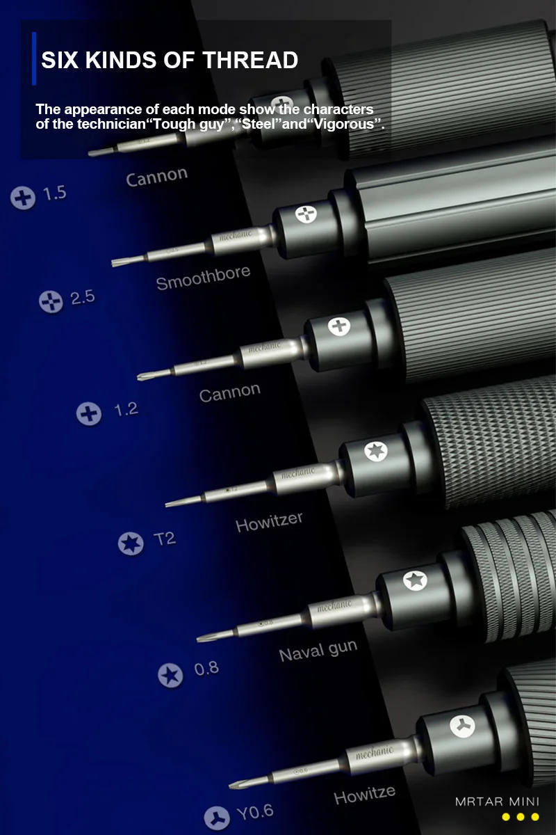 Description Picture 6 of itemNew MECHANIC High Hardness Screwdriver Kit Convex Cross Torx T2 Y0.6 Pentalobe Phillips for Phone Watch Repair Opening Tool