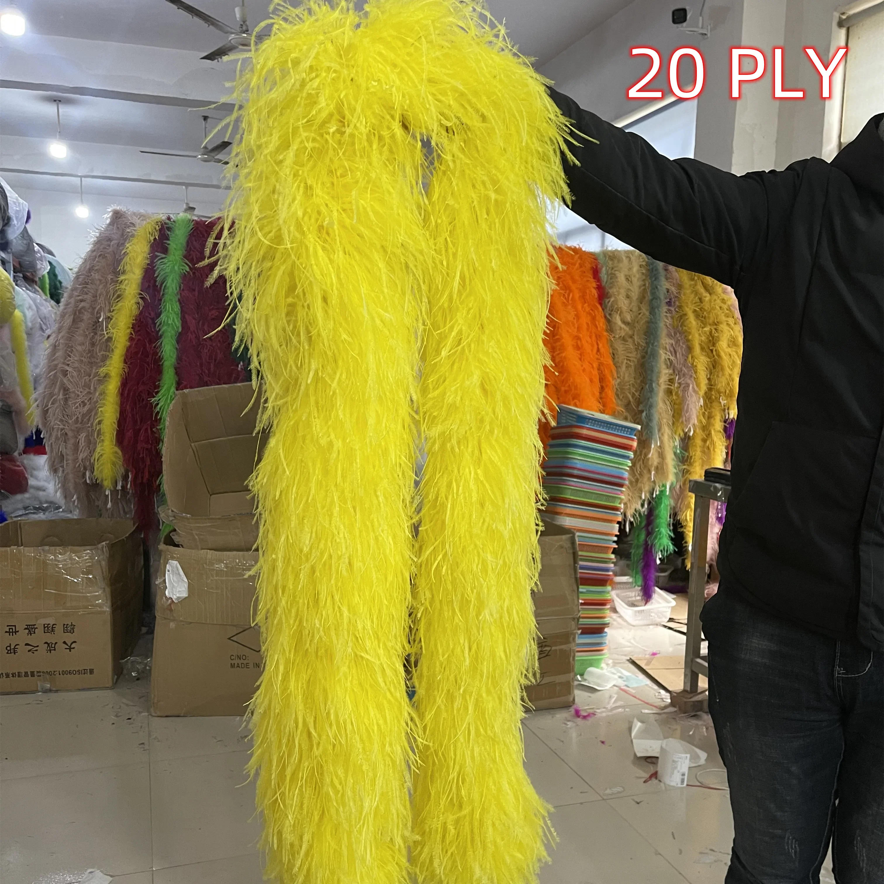 Description Picture 4 of item20 Ply Fluffy Ostrich Feathers Boa for Wedding Party Dress Clothing Sewing Decoration Craft Accessories Custom 0.5/1/2 Meters