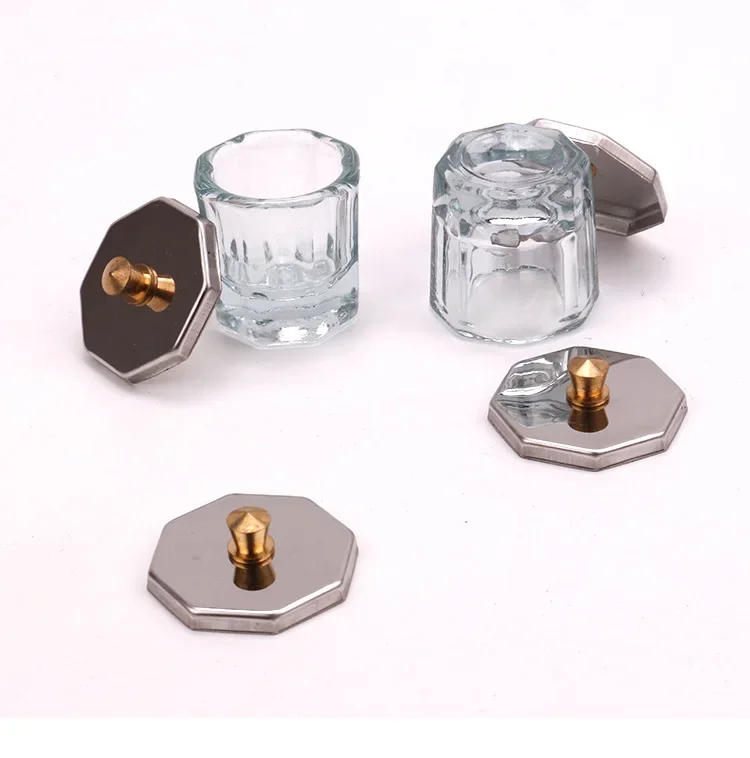 Description Picture 6 of itemCrystal Glass Acrylic Powder Liquid Nail Cup Dish Lid Bowl Cup Holder Equipment Manicure Tools Nail Art Jewelry Storage Cup