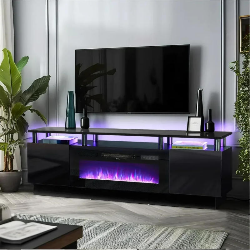 Description Picture 5 of itemFireplace TV Stand with 36" Electric Fireplace,LED Light Entertainment Center,2 Tier TV Console Stand for TVs Up to 80"