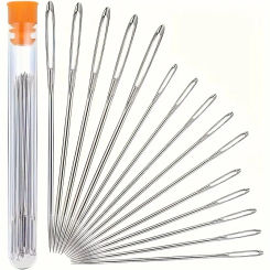 15PCS DIY Craft Tools Large Eye Needles Steel Embroidery Cross Stitch Knitting Yarn Sewing Hand Crochet Hook Set Kit