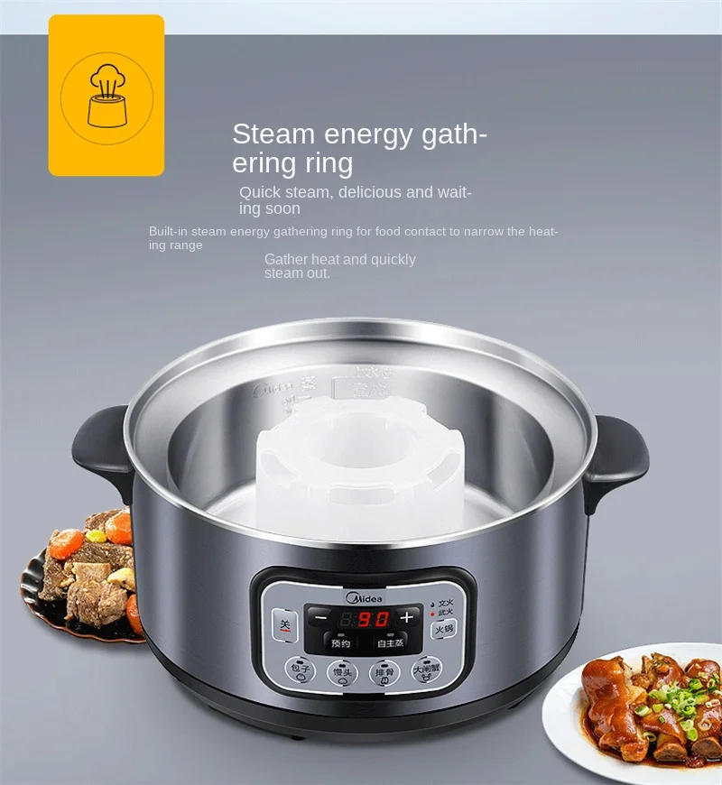 Description Picture 4 of itemHousehold Three-layer Food Steamer Machine Stainless Steel Steam Cooker Electric Steamer Rice Noodle Roll Steamer Home Appliance