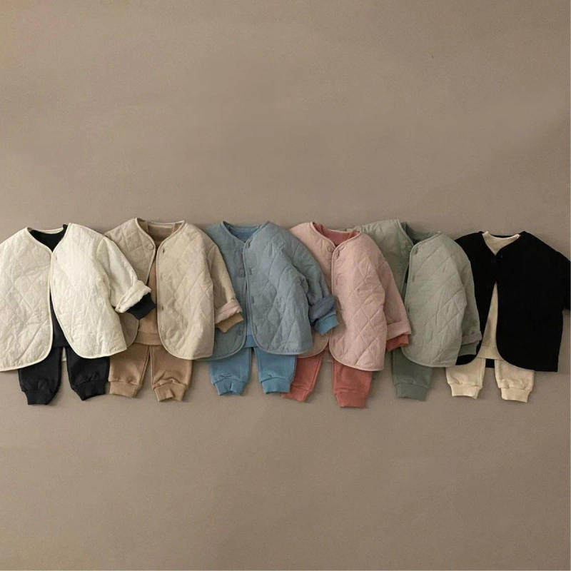 Description Picture 2 of item2025 Autumn New Baby Long Sleeve Coat Cotton Boys Girls Thin Padded Jacket Infant Toddler Solid Casual Cardigan Baby Clothes