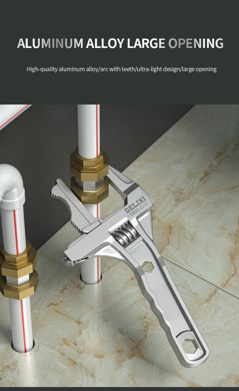 Description Picture 3 of itemUniversal Sanitary Wrench Tool Live Mouth Short Handle Adjustable Large Opening Wrench Kitchen Bathroom Wrench Multifunctional