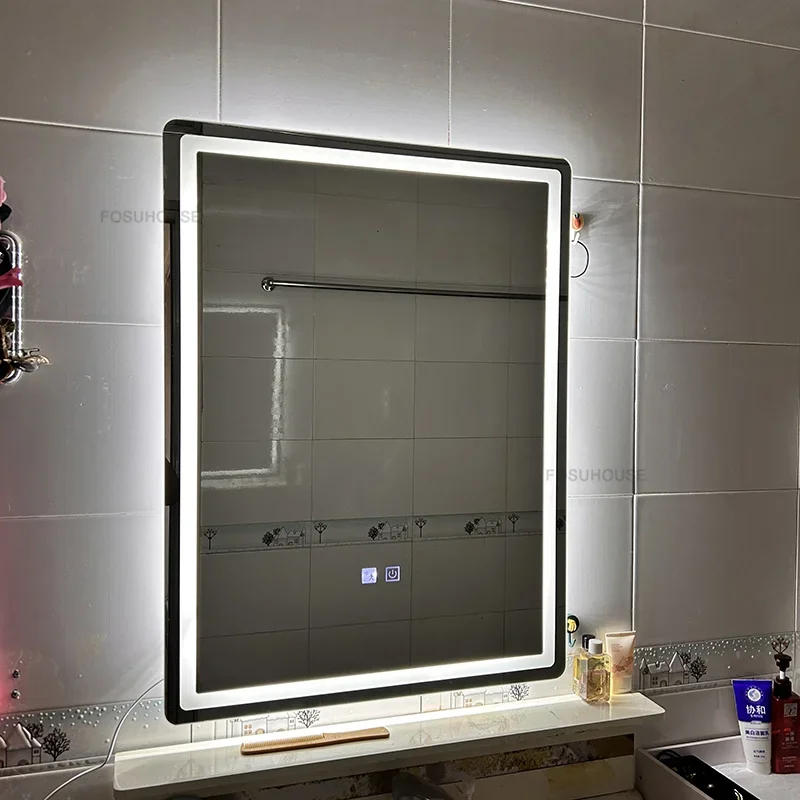 Description Picture 6 of itemMinimalist Smart Bathroom Mirrors Home Touch Screen Bath Mirrors with Light Modern High-definition Wall-mounted Vanity Mirror
