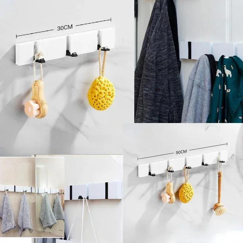 Description Picture 2 of itemLuxury Creative Wooden Invisible Door Row Hook Foldable Clothes Bag Key Hanging Hook Living Room Coat Rack Hallway Hangers