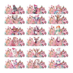 3D UV DTF Transfers Stickers, 16oz Cup Wraps, Animal Merry Christmas Printed for DIY Glass Ceramic Metal Leather Etc D7251