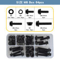 M6 M8 Flange Hex Bolts and Nut Set Black Zinc Plated Alloy Steel 10.9 Grade Metric Screw Flat & Lock Washers Assortment Kit