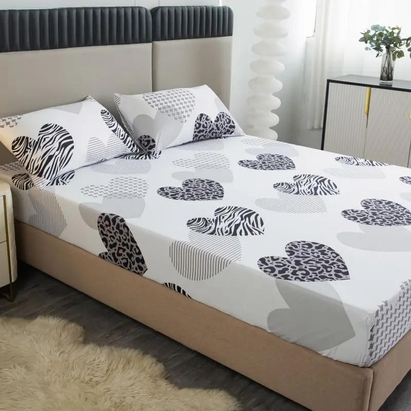 Description Picture 6 of itemLove Print Fitted Sheet Set Comfortable Bedding for Bedroom Guest Room Hotel with Deep Pocket Mattress Cover with Elastic Band