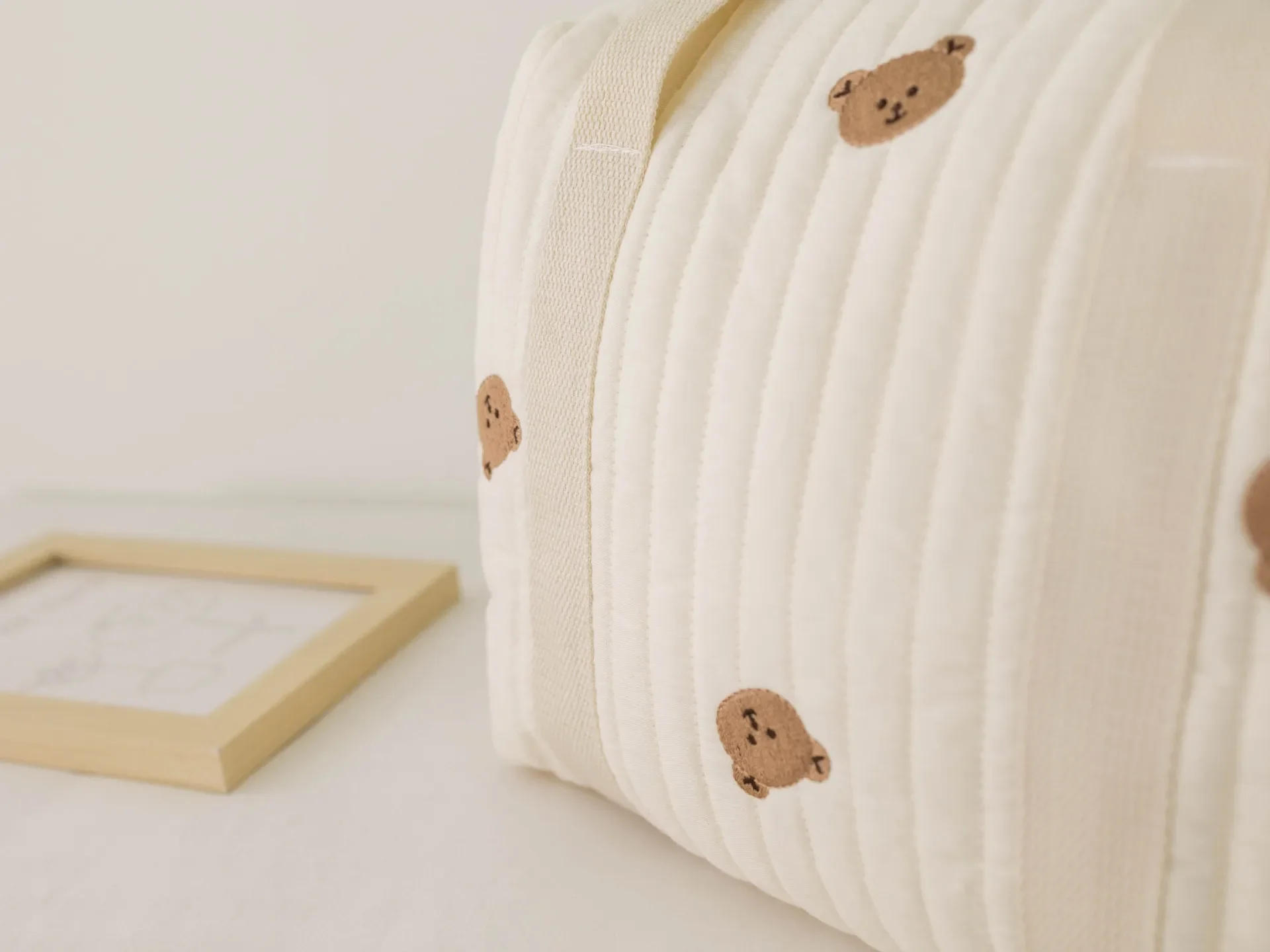 Description Picture 3 of itemCute Bear Baby Stroller Nappy Bag Korea Embroidery Flower Mommy Bag Soft Maternity Shoulder Pack Portable Baby Diaper Organizer