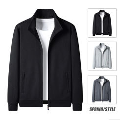 2024 Middle-aged Men's Sports Coat Spring and Autumn Fashion Handsome Thin Loose Casual Stand Collar Jacket Dad Autumn Jacket