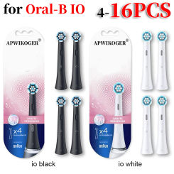 4-16PC Replacement Toothbrush Heads Black Or White Toothbrush Brush Head Toothbrush Attachment for Oral-B IO Electric Toothbrush