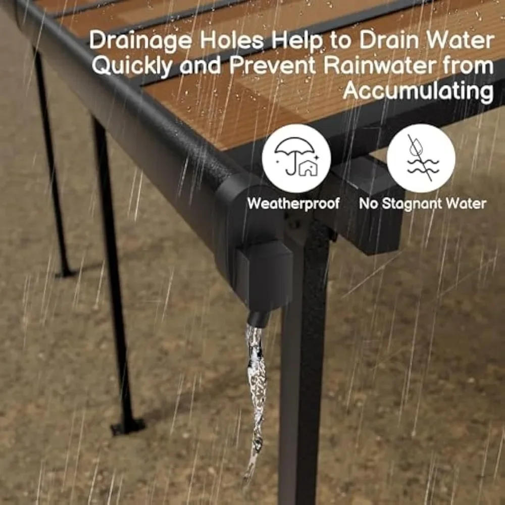 Description Picture 6 of itemAdjustable Wall-Mounted Gazebo, PC Panel Roof Outdoor Pergola with Drainage Holes & Aluminum Frame, Outdoor Patio Lean