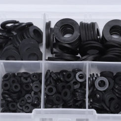 500Pcs Black Nylon Flat Washer Sets M2-M10 Insulaton Gaskte Washer Nylon Gasket Plastic O-rings Fastener Self-Tapping Screw Set
