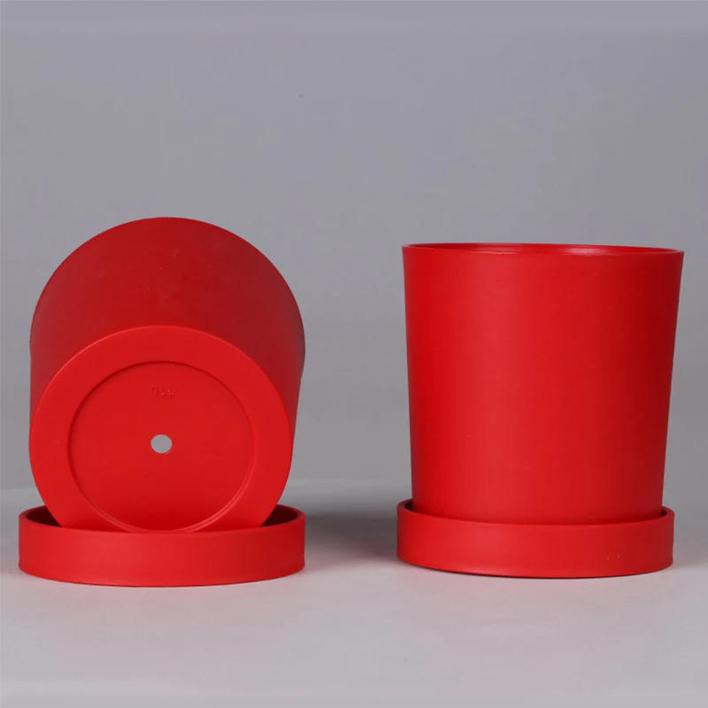 Description Picture 3 of item1PC Simple Plastic Flower Pot with Tray Colorful Round Creative Fleshy Plastic Pot Indoor Desktop Green Plant