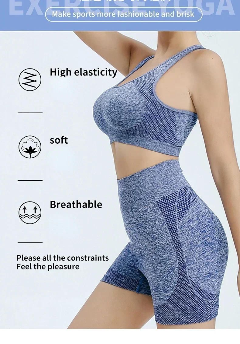 Description Picture 4 of itemYoga Set Gym Shorts Women Sport Bras Brassiere Workout Tops for Women Yoga Clothes Fitness Leggings Gym Set Seamless Yoga Sets
