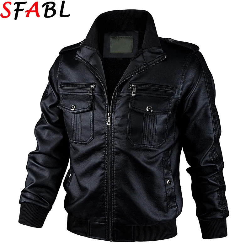 Description Picture 3 of itemMotorcycle Faux Leather Jacket Men Windbreak Fashion Quality Men's Leather Jacket Autumn Winter PU Leather Coat Man Outerwear XL