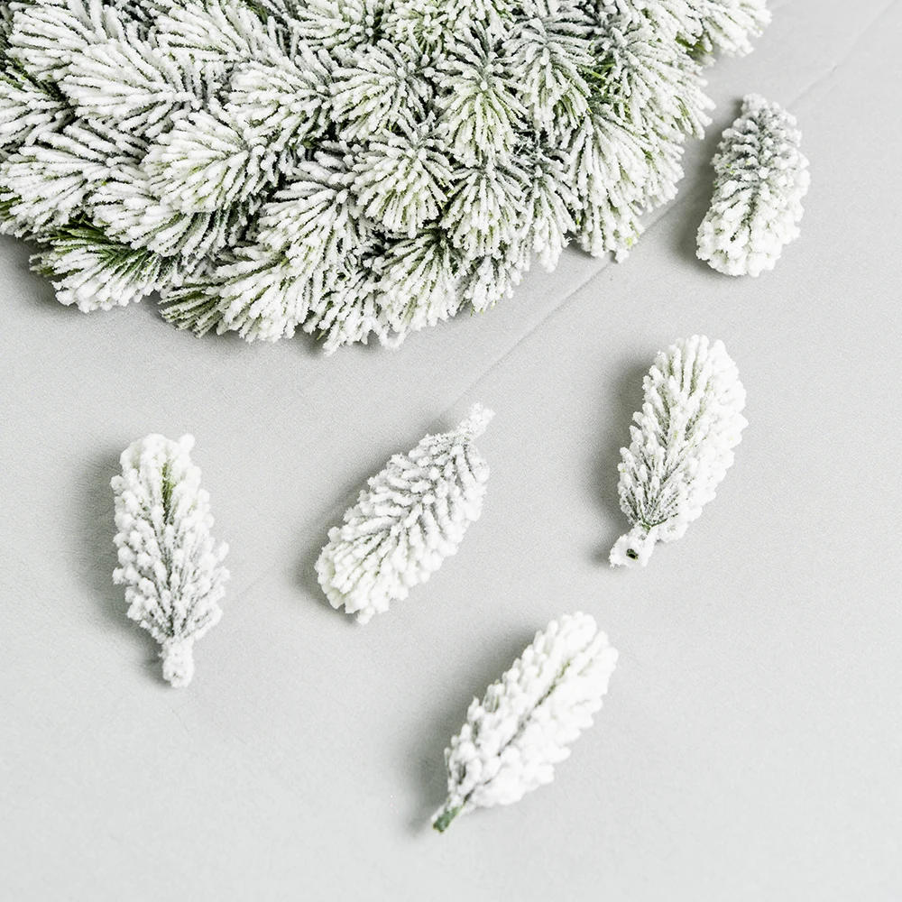 Description Picture 5 of item20/10pcs Artificial Cedar Snow Pine Branches Christmas Tree Wedding Decorations DIY Desktop Living Room Home Kitchen Faux Plants