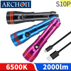 S10P 2000lm scuba diving flashlight Night dive spotlight Underwater 100m dive lighting fishing torch Pro dive engineering rescue