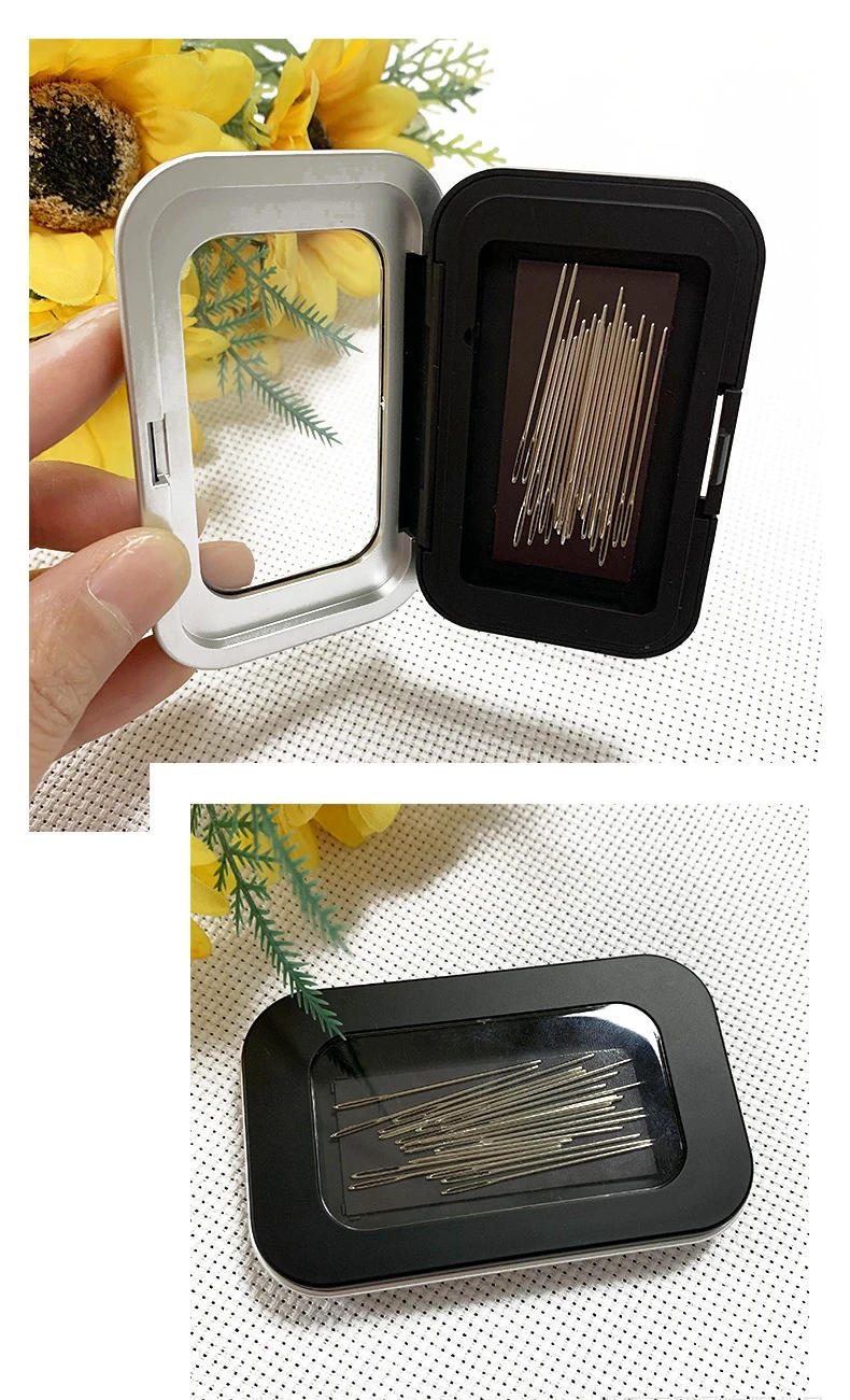 Description Picture 4 of itemMagnetic Sewing Needles Holder Black Rectangle Sewing Needle Storage Case Buttons Pins Storage Box for Sewing Tool Accessories