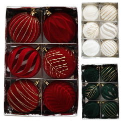 6pcs 8cm Wine Red Christmas Ball Ornaments Dark Green Christmas Tree Decoration New Christmas Spheres Pendant Velvet Balls
