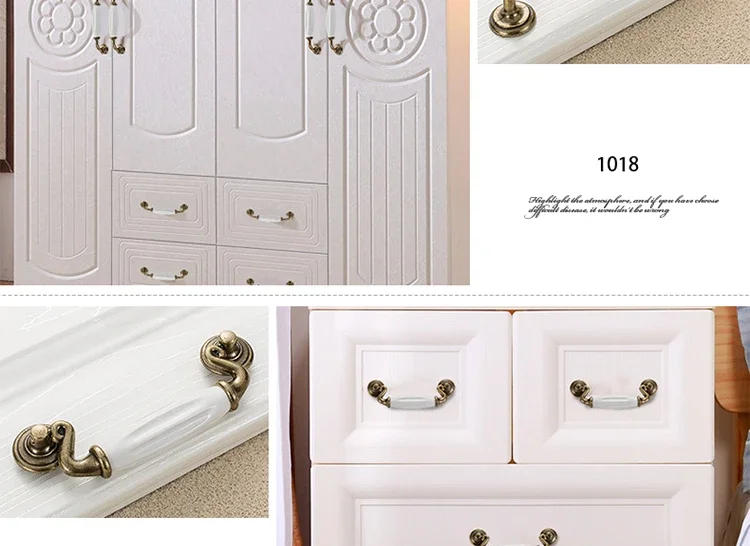 Description Picture 3 of itemAntique Bronze Ceramic White Cabinet Handles Zinc Alloy Drawer Knobs Wardrobe Door Handle Simple European Furniture Hardware