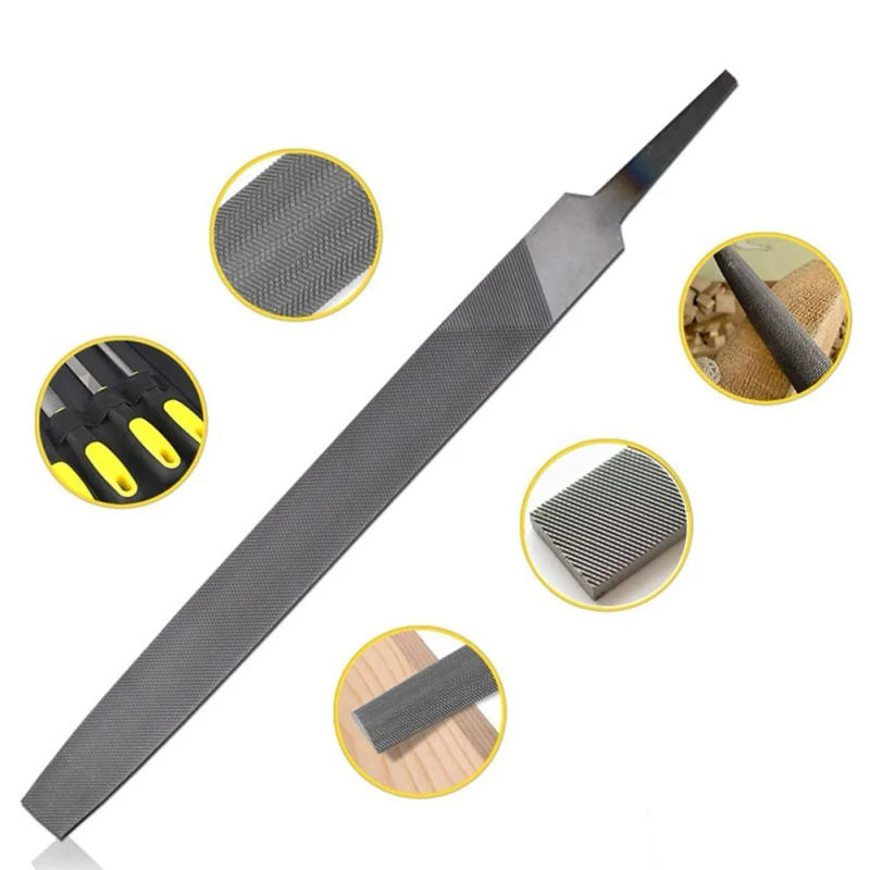 Description Picture 3 of item5 Types 6 Inch Industrial Steel Files Set Flat/Round/Half Round/Triangle/Square Metalworking & Woodworking Steel Rasp File Flat