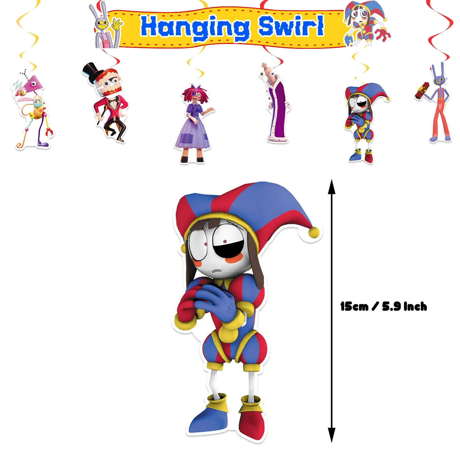 Description Picture 6 of itemThe Amazing Digital Circus Birthday Party Decoration Tableware Supplies Latex Balloon Backdrop Banner Cake Topper Baby Shower