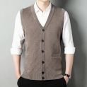 Men Wool Knit Vest Buttons Down Cardigan Sleeveless Basic Thick for Autumn Winter Solid Male Fashion Casual Clothing 00250