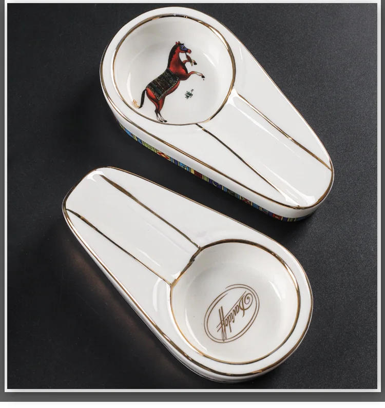 Description Picture 6 of itemCigar Ashtray Ceramic Painted Portable Cigar Ashtray Cigar Accessories Smoking Accessories