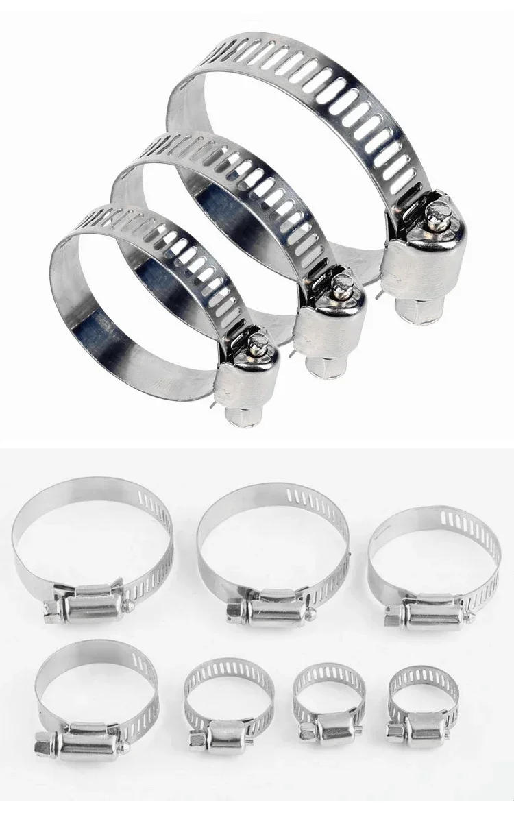 Description Picture 5 of item5Pcs 8mm ~ 120mm Stainless Steel Drive Hose Clamps Adjustable Tri Gear Worm Fuel Tube Water Pipe  Fixed Clip Spring Cramps