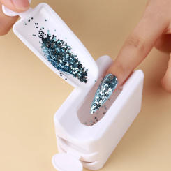 Nail Tool Double Layer Nail Glitter Powder Recycling Box Dust Collector Sequin Rhinestone Container Holder Manicure Storage Case