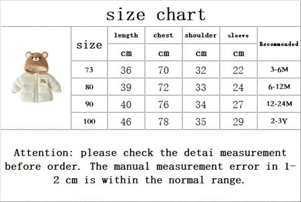 Description Picture 2 of item2024 Winter New in Kids Infant Boys Girls Thicken Warm Cartoon Bear Modeling Top Outwear , Toddler Baby Cute Hooded Jacket 0-3Y