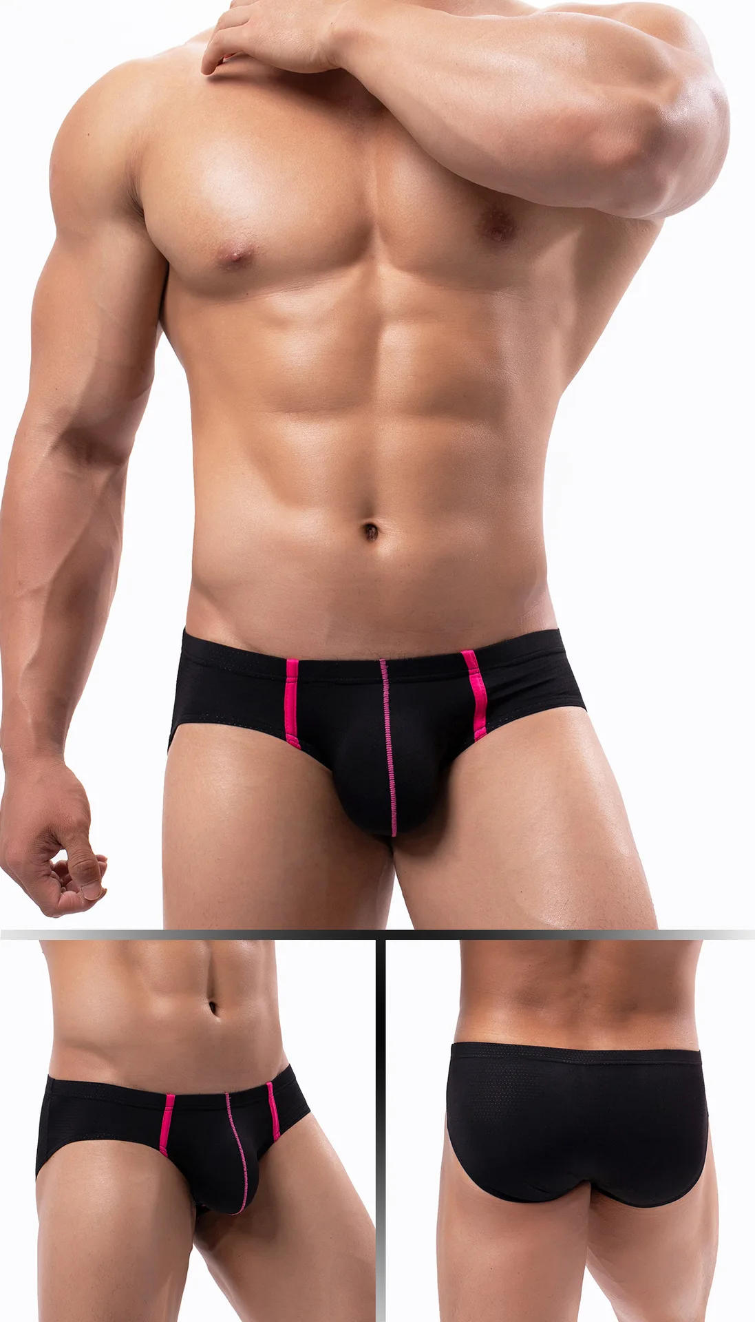 Description Picture 4 of itemSexy Men Underwear Briefs M-XXL Bulge Pouch Panties Low Rise Lingerie Mesh Breathable Male Shorts Solid Color Underpants