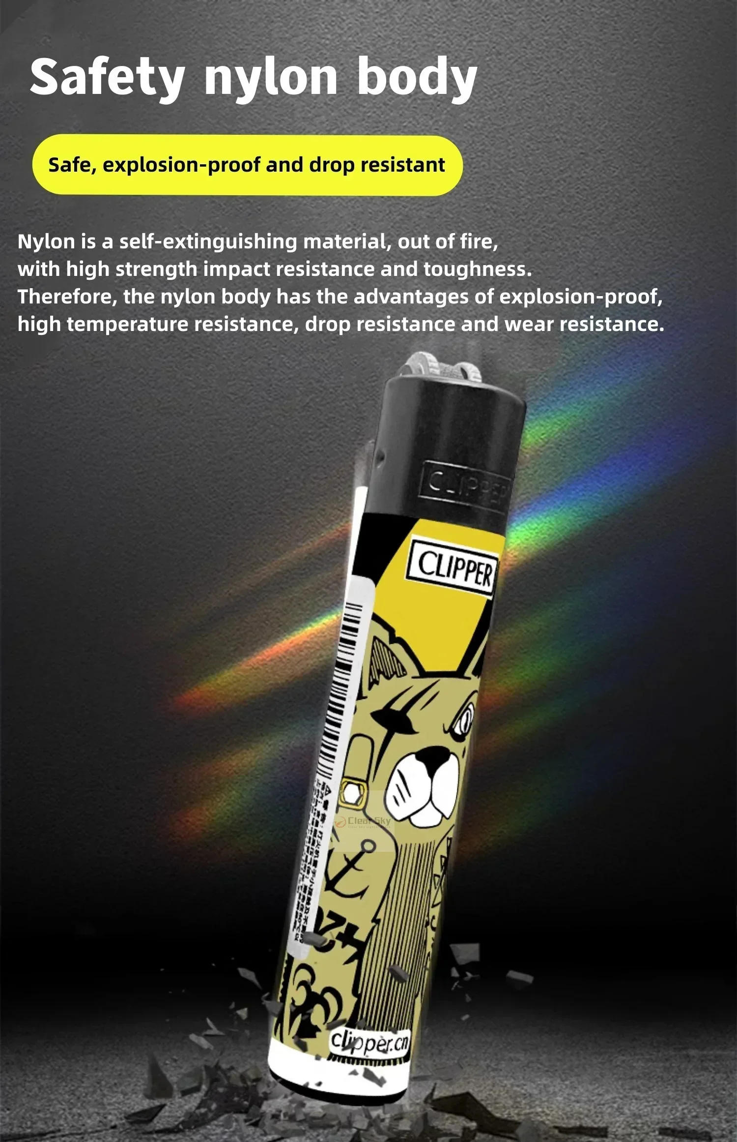 Description Picture 5 of itemClipper Open Flame Grinding Wheel Lighter Small and Inflatable Lighter Personalized Pattern Clipper Lighters Smoking Men's Gift