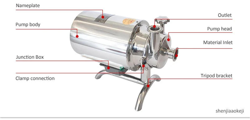 Description Picture 4 of itemSanitary Grade Beverage Pump Stainless Steel Liquid Transfer Machine Food Grade Centrifugal Pump Food Sanitary Pump 220v/380V