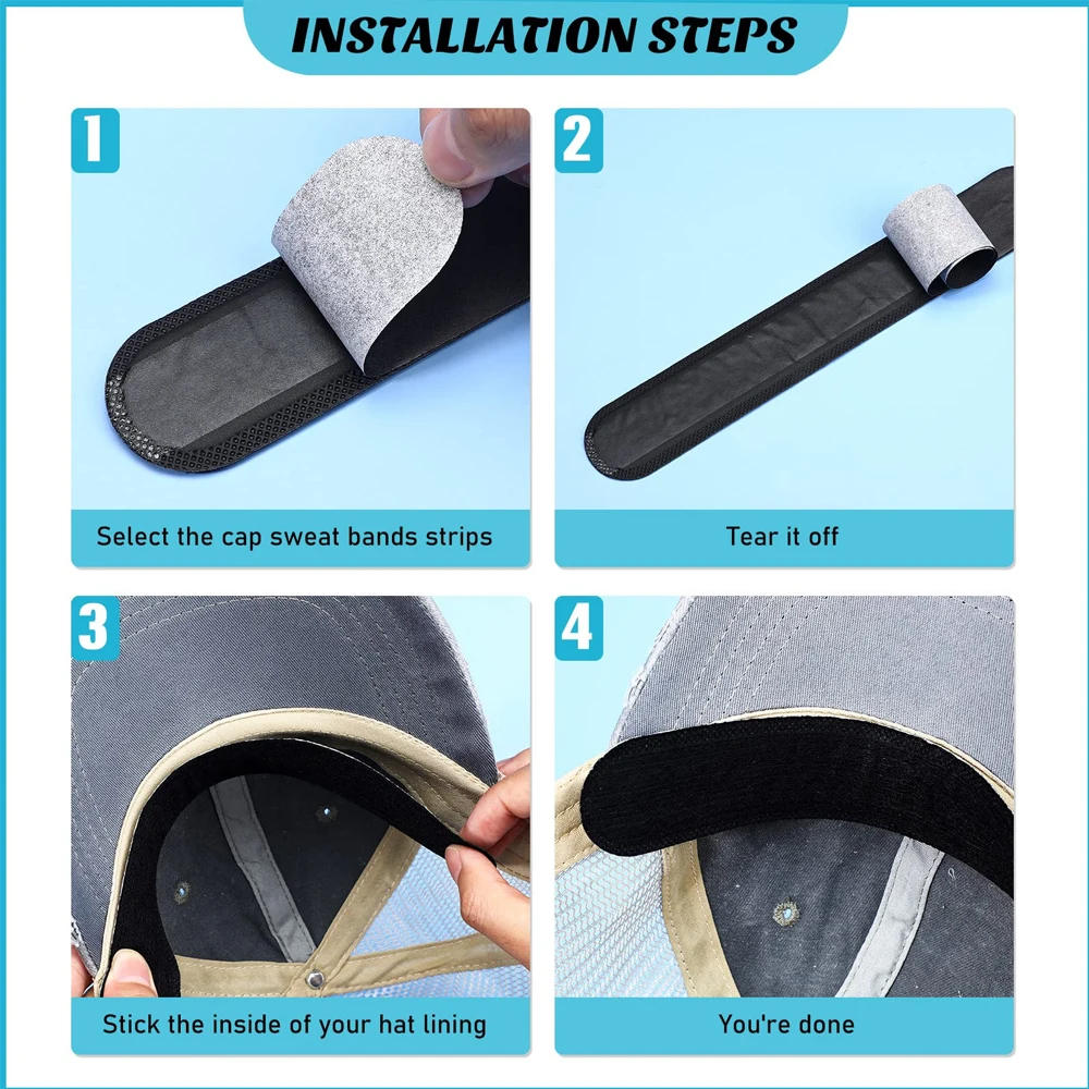 Description Picture 5 of itemGLOOF 20pcs Hat Sweat Guard Bands Liner Protector Cap Sizing Tape Size Reducer Caps Golf Hats Saver White for Summer