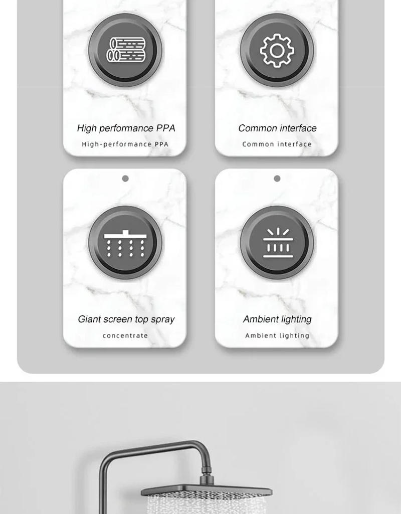 Description Picture 4 of itemConstant Temperature Digital Shower System Intelligent Bathroom Temperature Display Shower Faucet Set Bathroom Shower Set