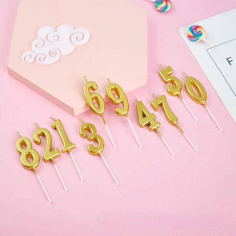 Description Picture 4 of itemCake Candles Decorated with Golden Digital Wax Cake Decorating Supplies Birthday Decoration Happy Birthday