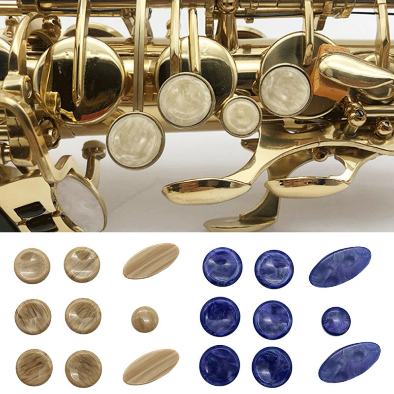 Description Picture 3 of itemPart Saxophone Key Buttons Inlays Beige Big Round Blue Brown Small Round For Soprano For Tenor Saxophones For Alto