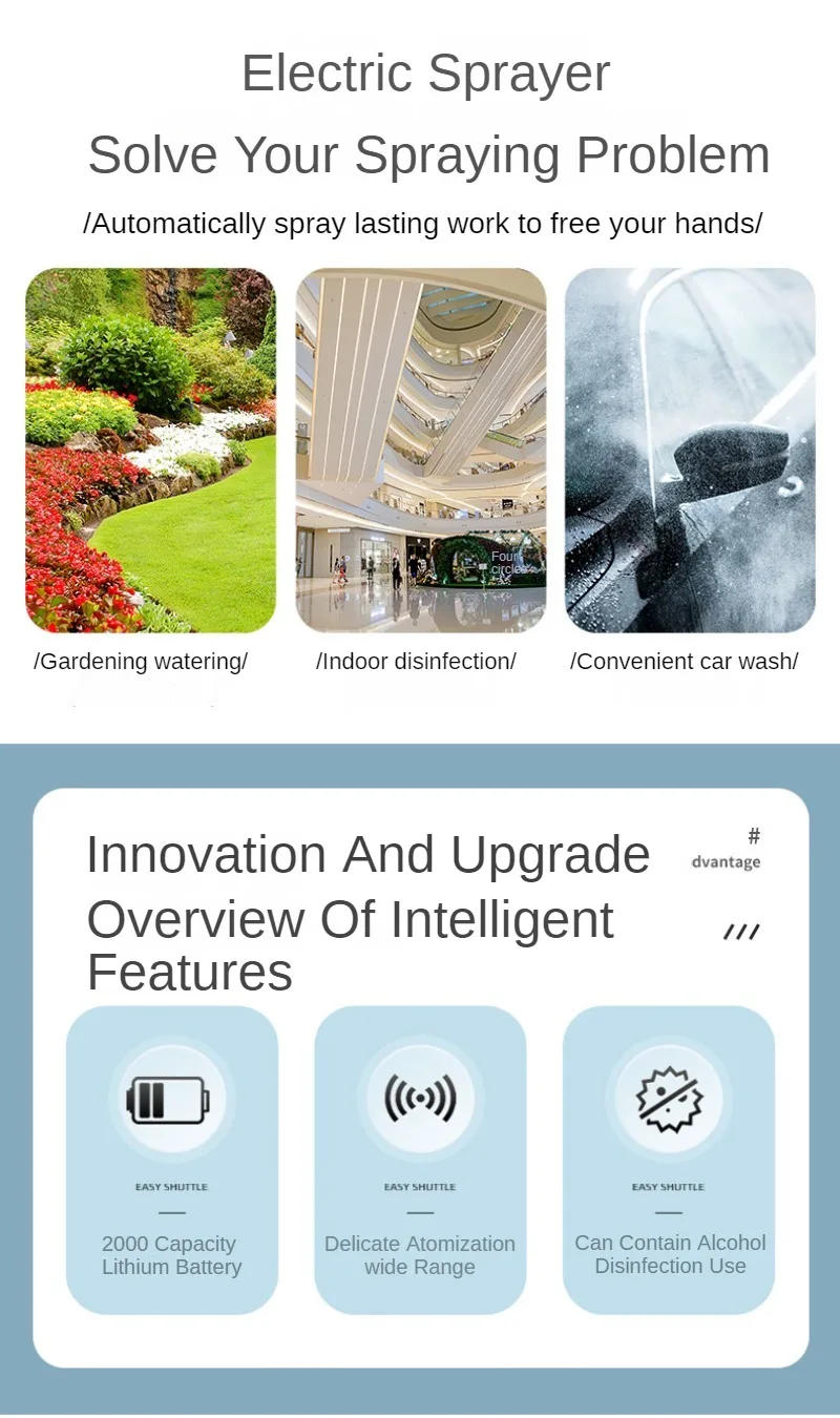 Description Picture 5 of itemShoulder Style Electric Sprayer 5L Watering Can With Spray Gun Automatic Garden Plant Mister USB Rechargeable Irrigation Tool