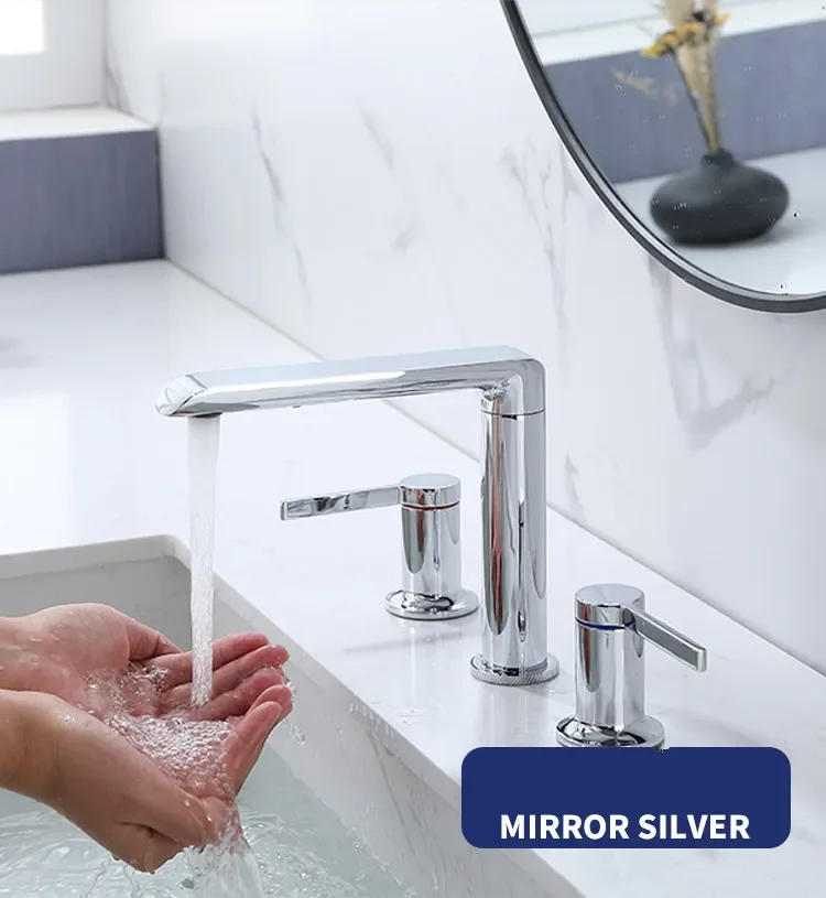 Description Picture 6 of itemBrushed Gold Bathroom Widespread Basin Faucets Soild Brass Sink Mixer Hot & Cold Lavatory Crane Vessel 2 Handle 3 Hole Black