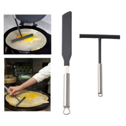 2 Pieces Crepe Spreader and Spatula Set Pancake Batter Spreader Kitchen Gadgets Pancake Cooking Tools Egg Pie Scraper for Stall