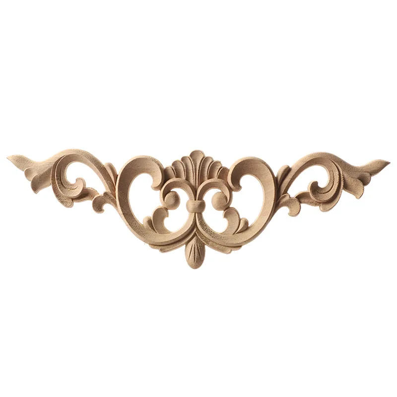 Description Picture 2 of itemWood Carving Natural Wood Appliques Door Furniture Cabinet Decorative Unpainted Wooden Mouldings Decal Vintage Home Decor