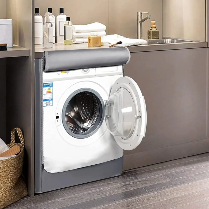Description Picture 5 of item4 size washer-dryer cover Washing machine cover Polyester waterproof front load sunblock laundry silver coated dust cover