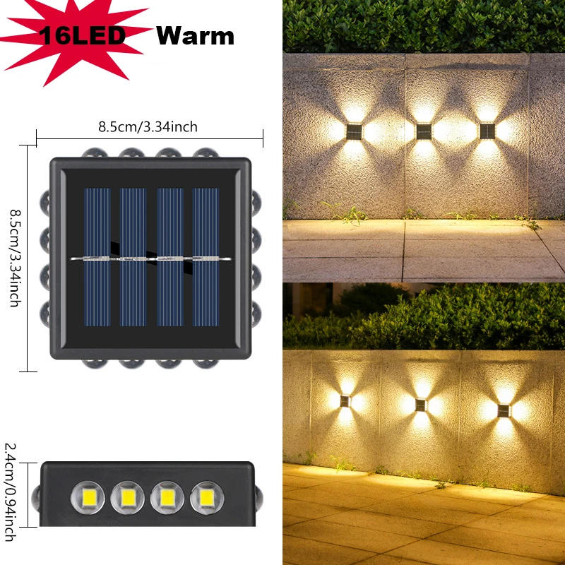 Description Picture 6 of itemOutdoor 4x4LED UP and Down Illuminate Solar Wall Lamp Garden Yard Decoration Sunlight Waterproof Solar Powered Lights