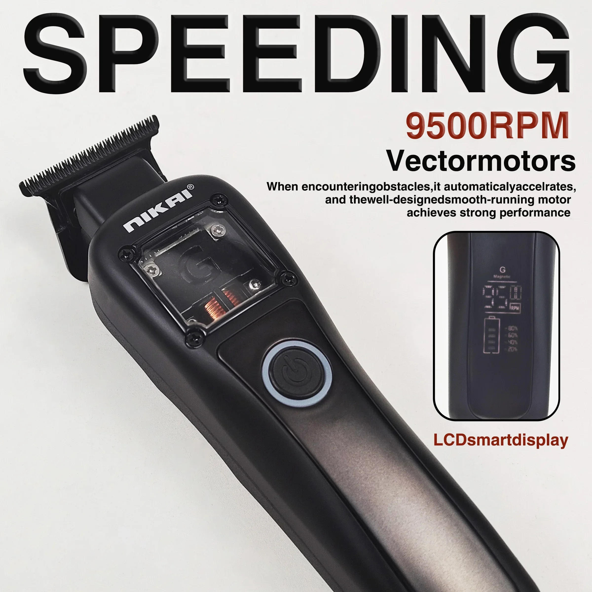 Description Picture 3 of item9500RPM Professional Hair Trimmer DLC Blade High Speed Vector Motor Hair Clipper Base Charger for Men Barber N-7776