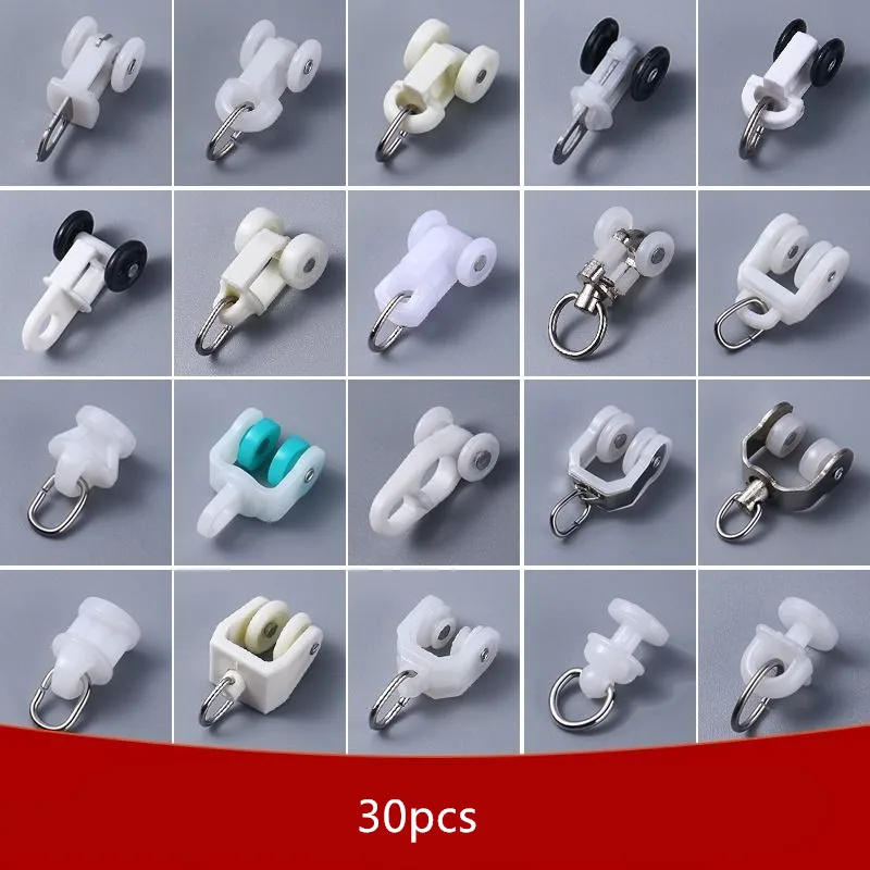 Description Picture 2 of item30pcs Curtain Track Pulley Hook Accessories Bathroom Door Curtain Slide Roller Buckle Ring Wheel Old Guide Wheel Window Hardware